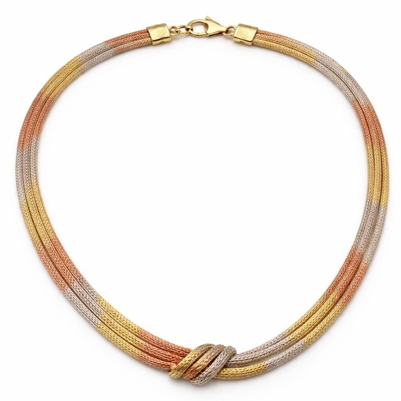 S925 Tri Color Mesh Necklace 16.5”